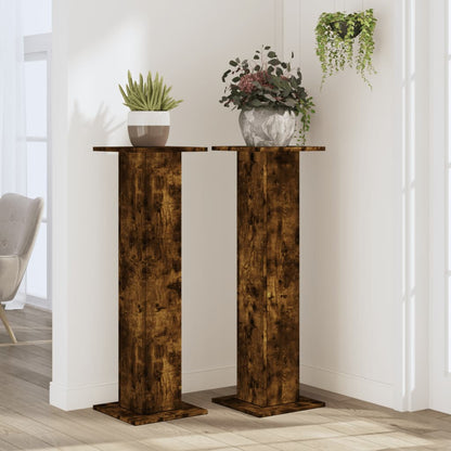 Supporti per Piante 2 pz Rovere Fumo 30x30x95 cm in Truciolato - homemem39