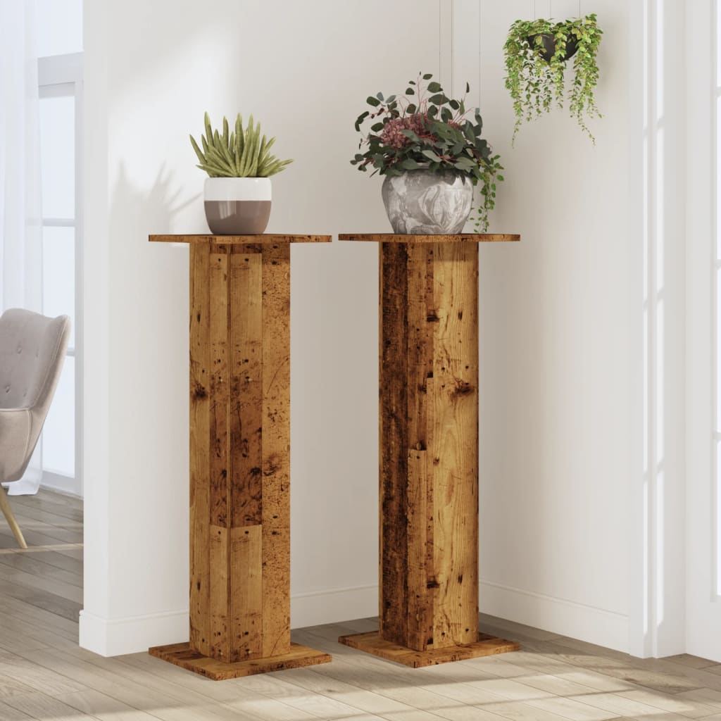 Supporti per Piante 2 pz Legno Vecchio 30x30x95 cm Truciolato - homemem39