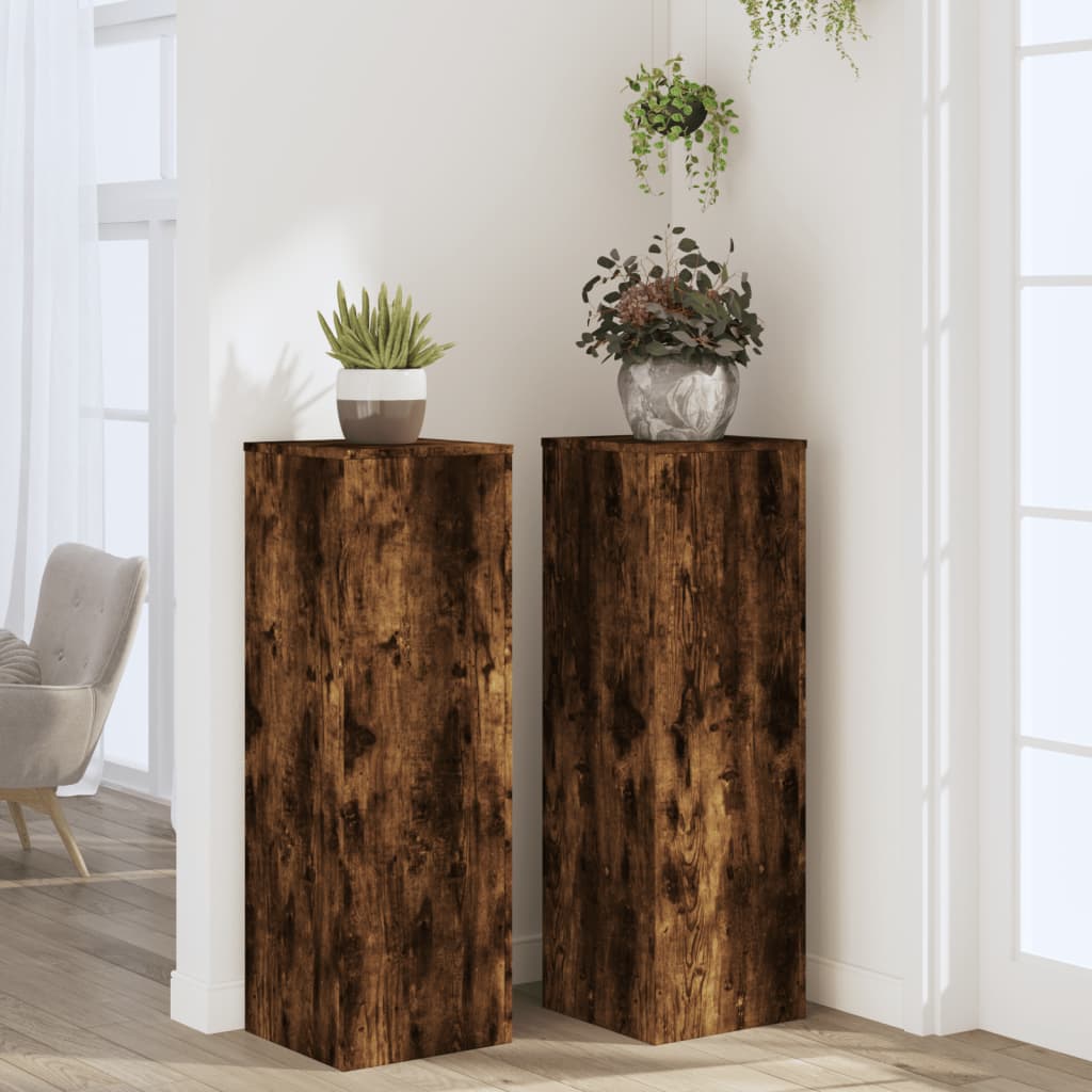 Supporti per Piante 2 pz Rovere 33x33x100 cm Legno Multistrato | homemem39
