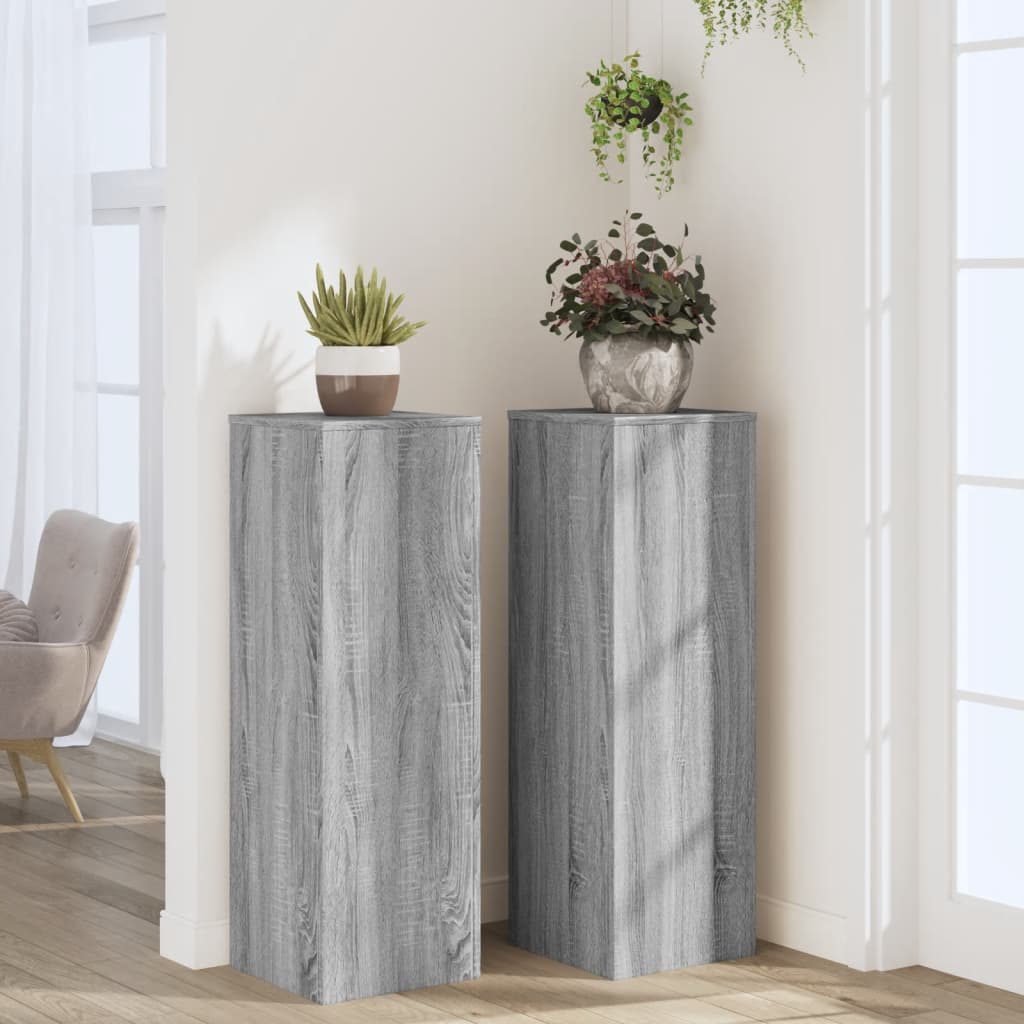 Supporti per Piante 2 pz Grigio Sonoma 33x33x100 cm Multistrato | homemem39