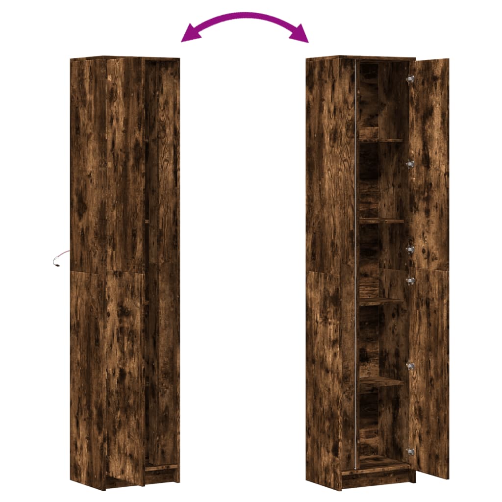 Credenza con LED Rovere Fumo 41,5x32,5x200 cm in Truciolato - homemem39