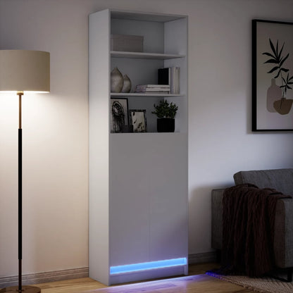 Credenza con LED Bianca 69x32,5x200 cm in Truciolato - homemem39
