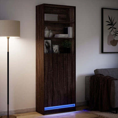 Credenza con LED Rovere Marrone 69x32,5x200 cm in Truciolato - homemem39