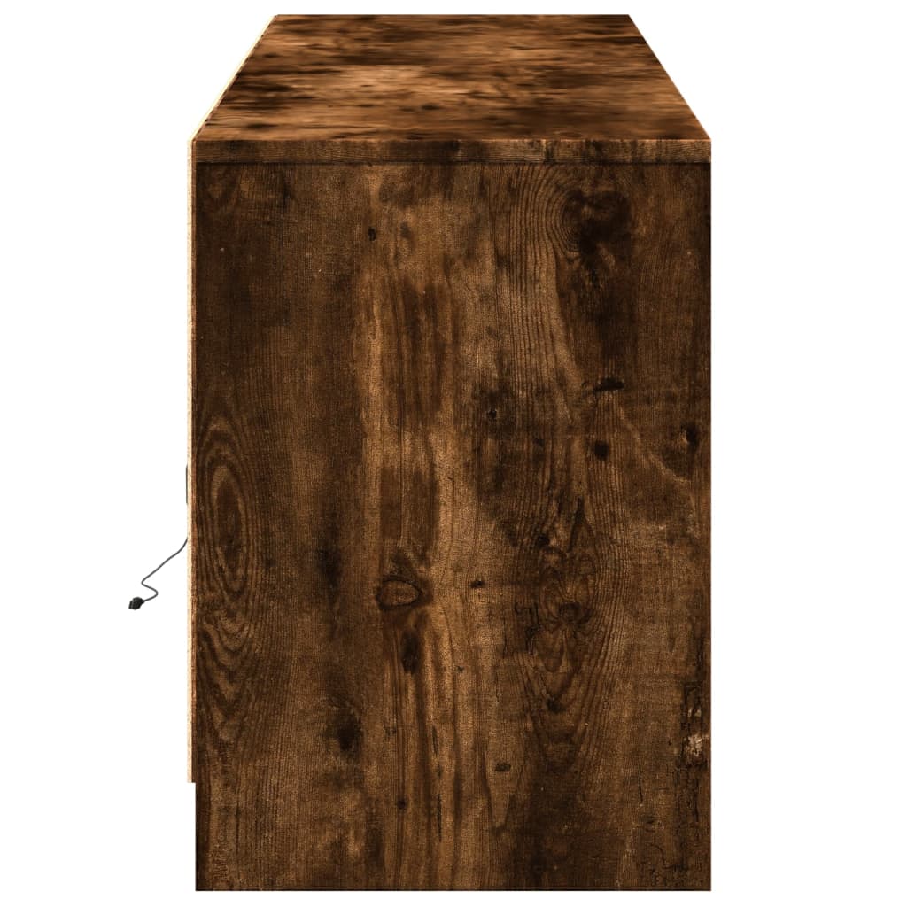 Mobile Porta TV con LED Rovere Fumo 180x34x50cm in Truciolato - homemem39