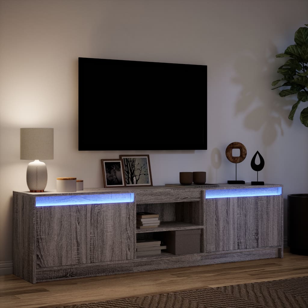 Mobile Porta TV con LED Grigio Sonoma 180x34x50cm in Truciolato - homemem39