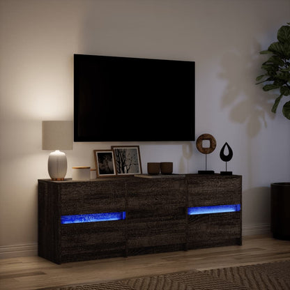 Mobile Porta TV con LED Rovere Marrone 140x34x50cm Truciolato