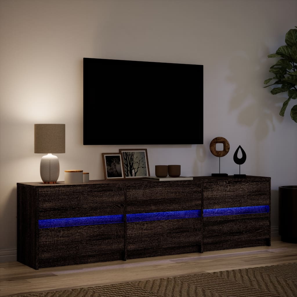 Mobile Porta TV con LED Rovere Marrone 180x34x50cm Truciolato