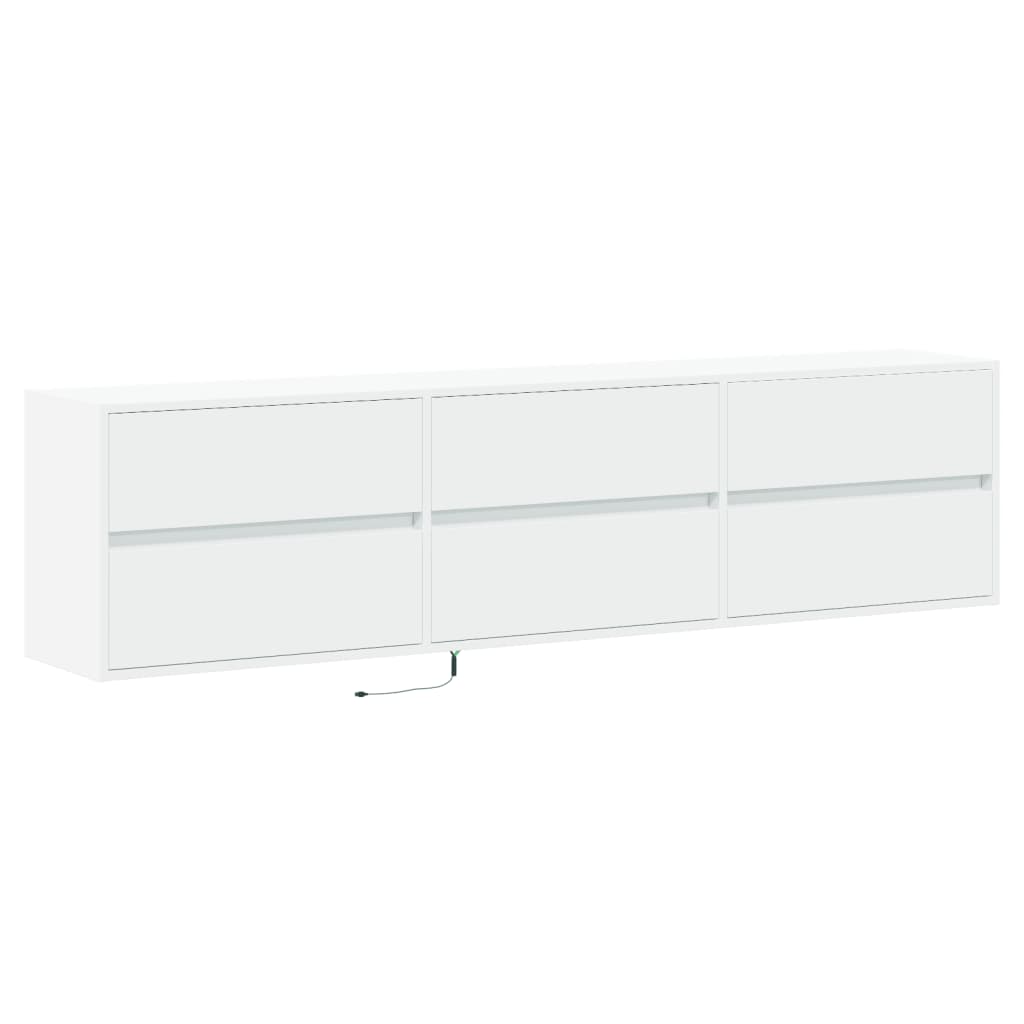 Mobile TV a Parete con LED Bianco 180x31x45 cm - homemem39