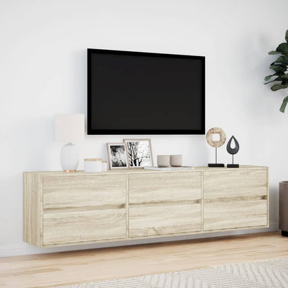 Mobile TV a Parete con LED Rovere Sonoma 180x31x45 cm