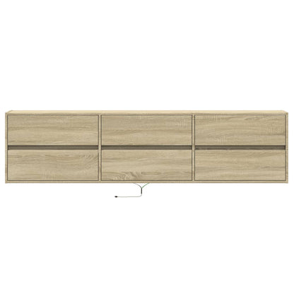 Mobile TV a Parete con LED Rovere Sonoma 180x31x45 cm - homemem39