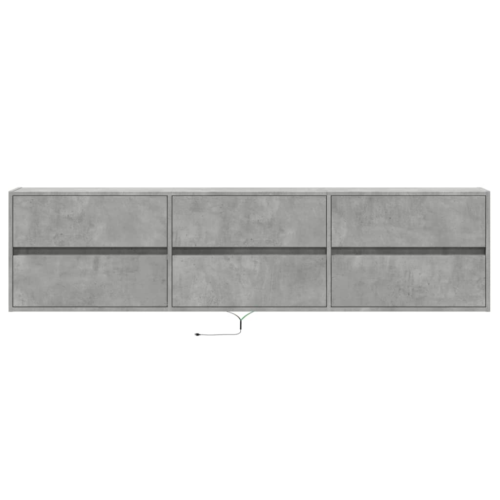 Mobile TV a Parete con LED Grigio Cemento 180x31x45 cm - homemem39
