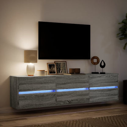 Mobile TV a Parete con LED Grigio Sonoma 180x31x45 cm