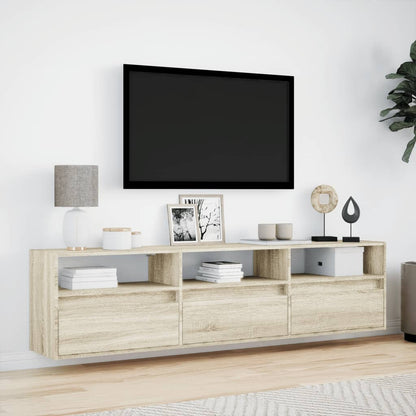 Mobile TV a Parete con LED Rovere Sonoma 180x31x45 cm - homemem39