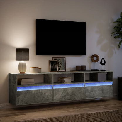 Mobile TV a Parete con LED Grigio Cemento 180x31x45 cm - homemem39