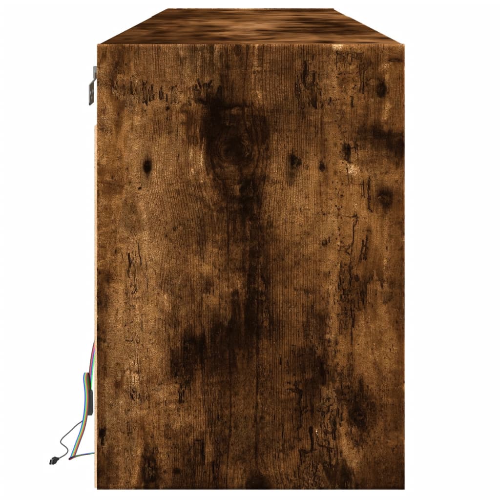 Mobile TV a Parete con LED Rovere Fumo 180x31x45 cm - homemem39