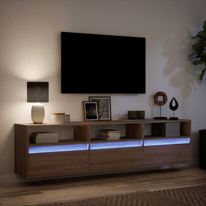 Mobile TV a Parete con LED Rovere Marrone 180x31x45 cm - homemem39