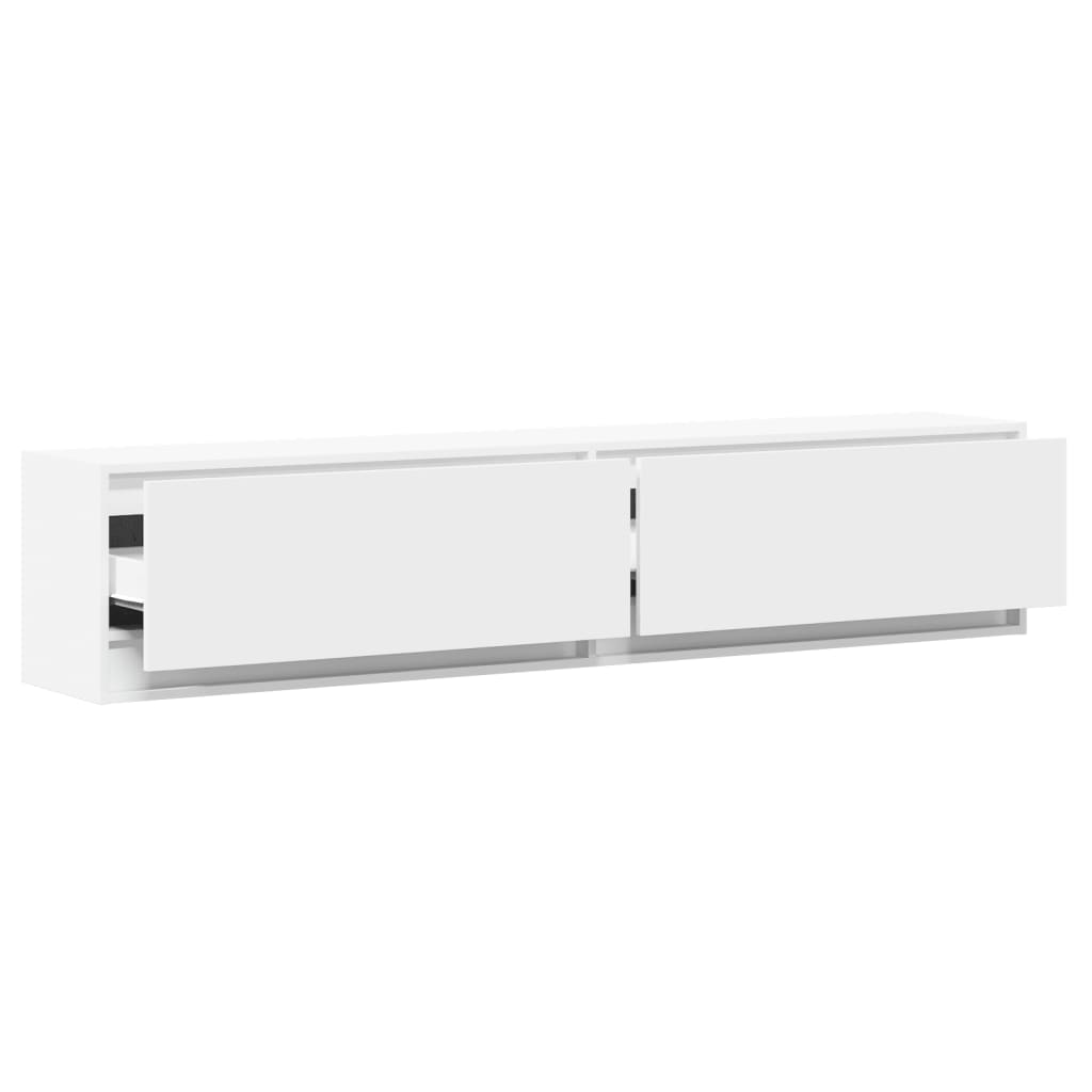 Mobile TV a Parete con LED Bianco 180x31x38 cm - homemem39