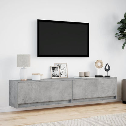 Mobile TV a Parete con LED Grigio Cemento 180x31x38 cm