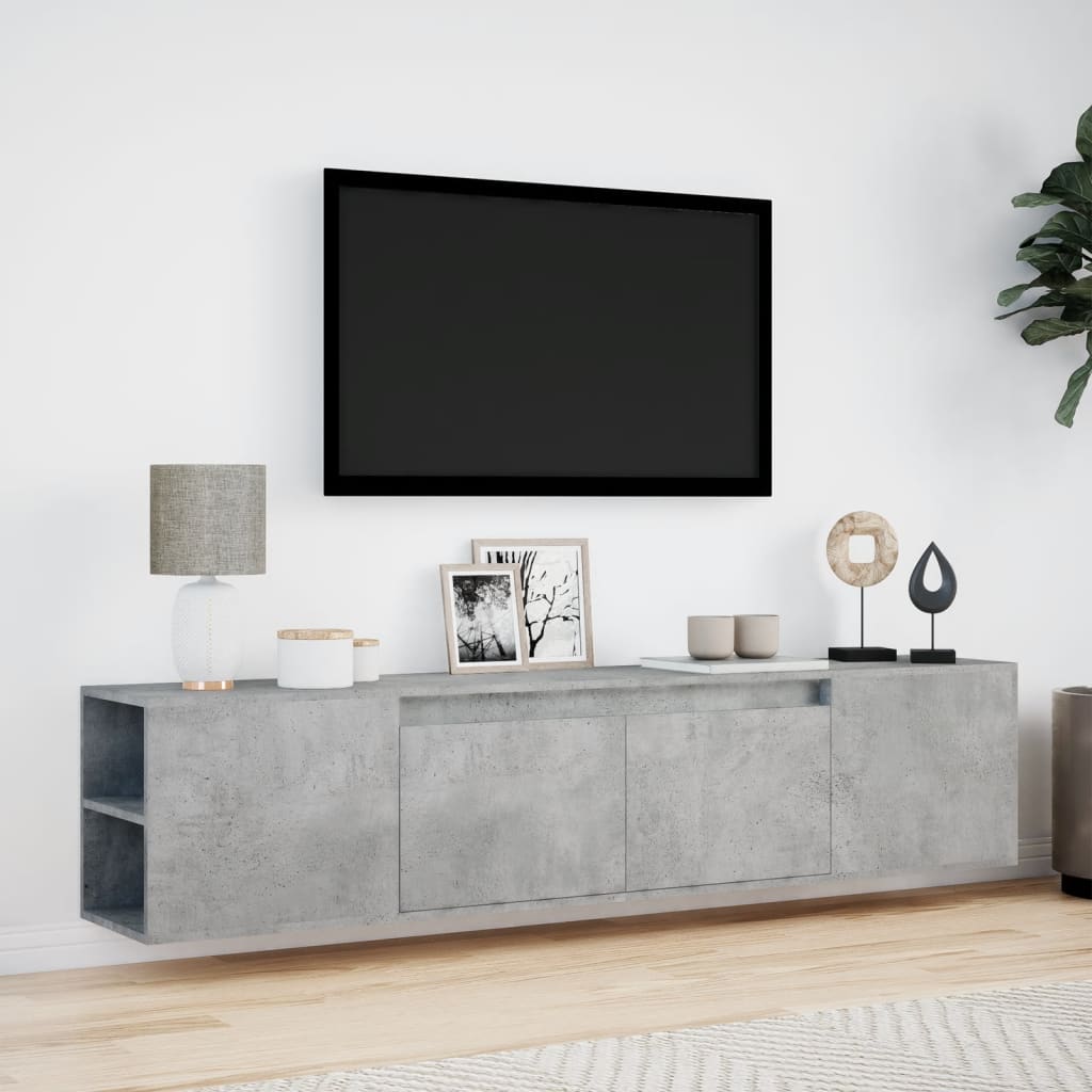 Mobile TV a Parete con LED Grigio Cemento 180x31x39,5 cm