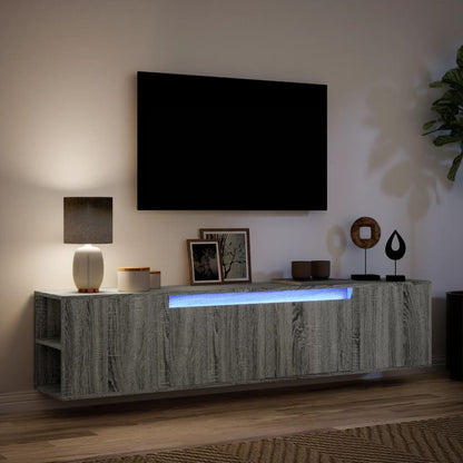 Mobile TV a Parete con LED Grigio Sonoma 180x31x39,5 cm - homemem39