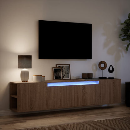 Mobile TV a Parete con LED Rovere Marrone 180x31x39,5 cm - homemem39