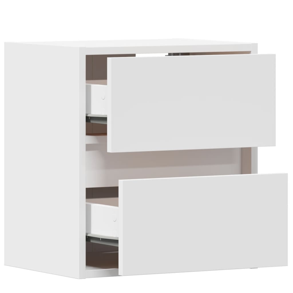 Comodini a Parete con Luci LED 2 pz Bianchi | homemem39