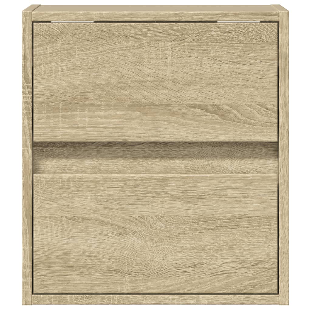 Comodini a Parete con luci LED 2 pz Rovere Sonoma | homemem39