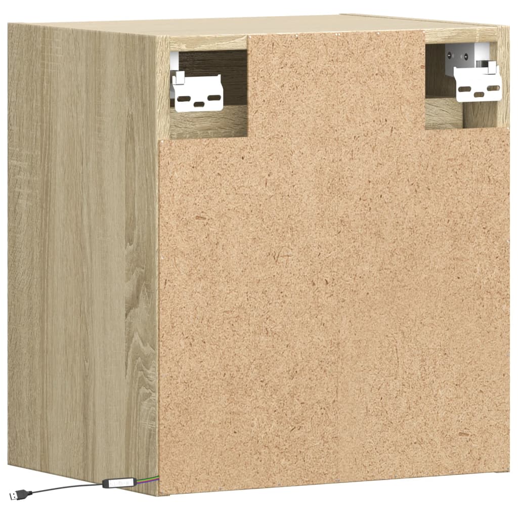 Comodini a Parete con luci LED 2 pz Rovere Sonoma | homemem39