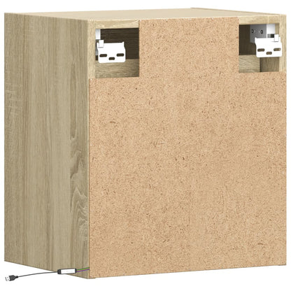 Comodini a Parete con luci LED 2 pz Rovere Sonoma | homemem39