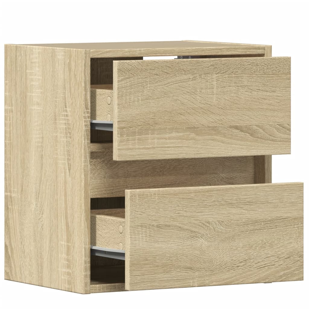 Comodini a Parete con luci LED 2 pz Rovere Sonoma | homemem39