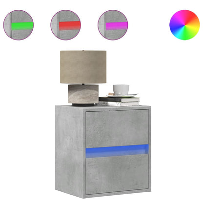 Comodino a Parete con Luci LED Grigio Cemento - homemem39