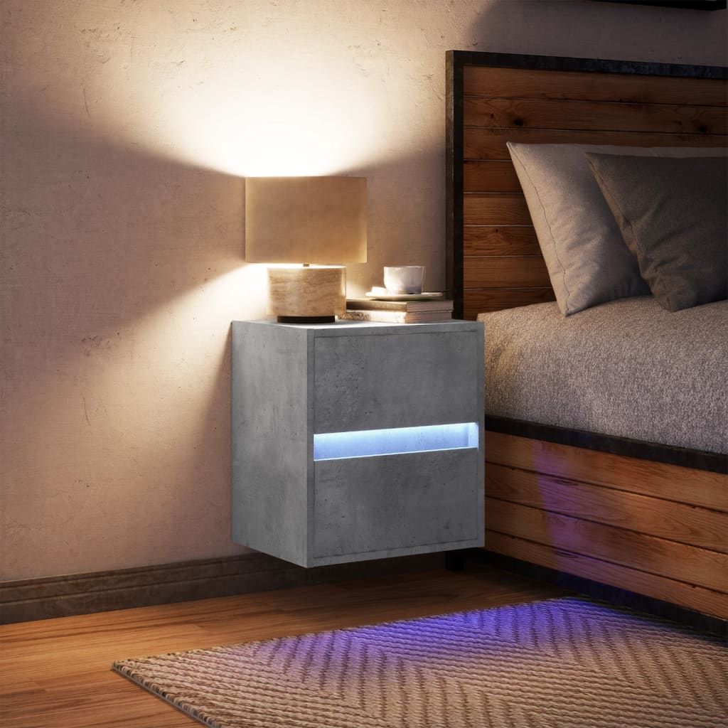 Comodino a Parete con Luci LED Grigio Cemento - homemem39