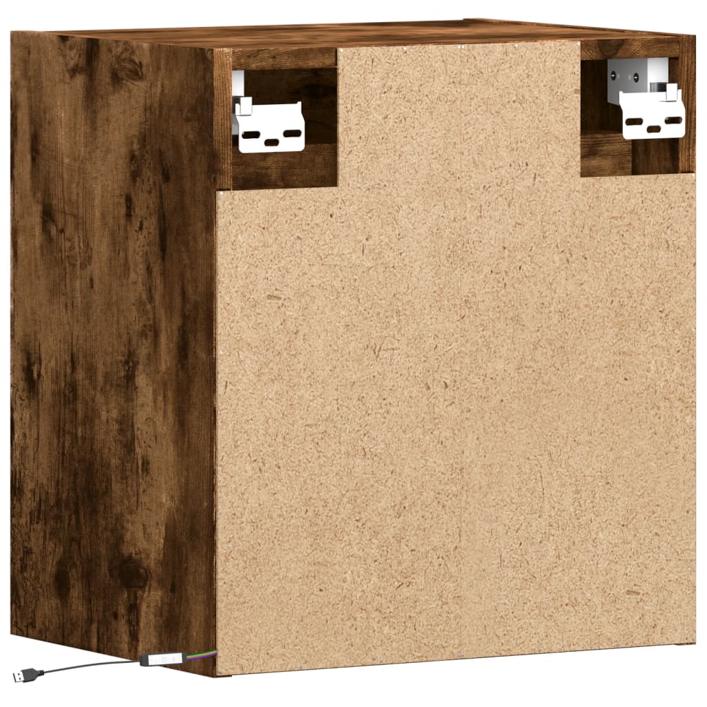Comodino a Parete con luci LED Rovere Fumo | homemem39
