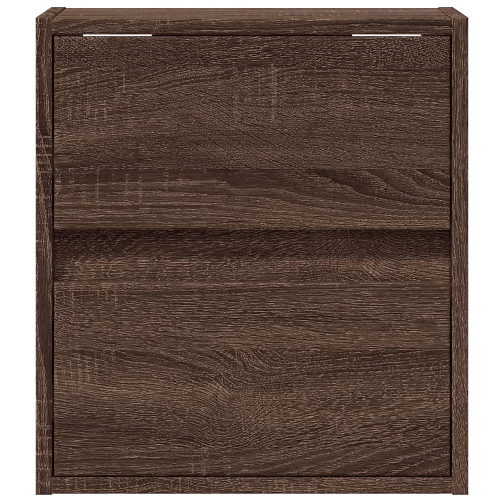 Comodino a Parete con luci LED Rovere Marrone | homemem39