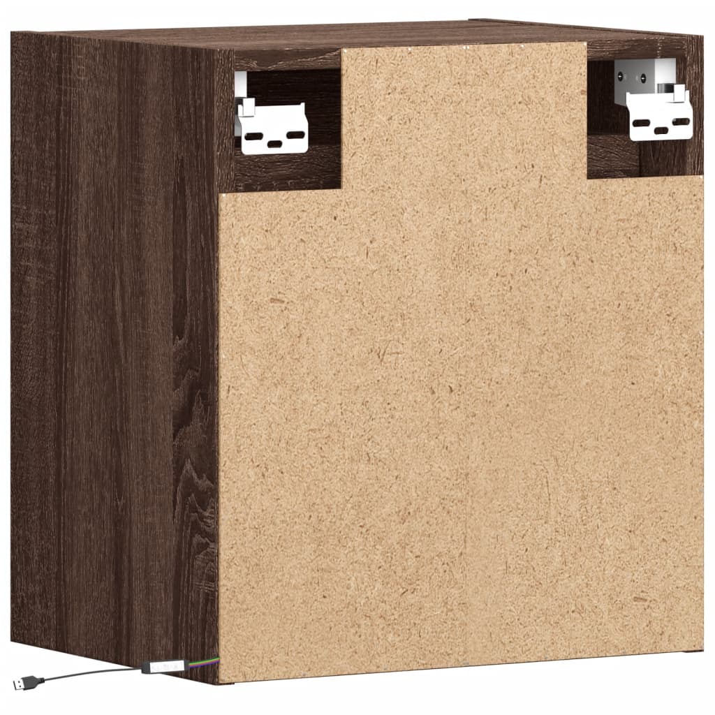 Comodino a Parete con luci LED Rovere Marrone | homemem39