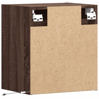 Comodino a Parete con luci LED Rovere Marrone | homemem39
