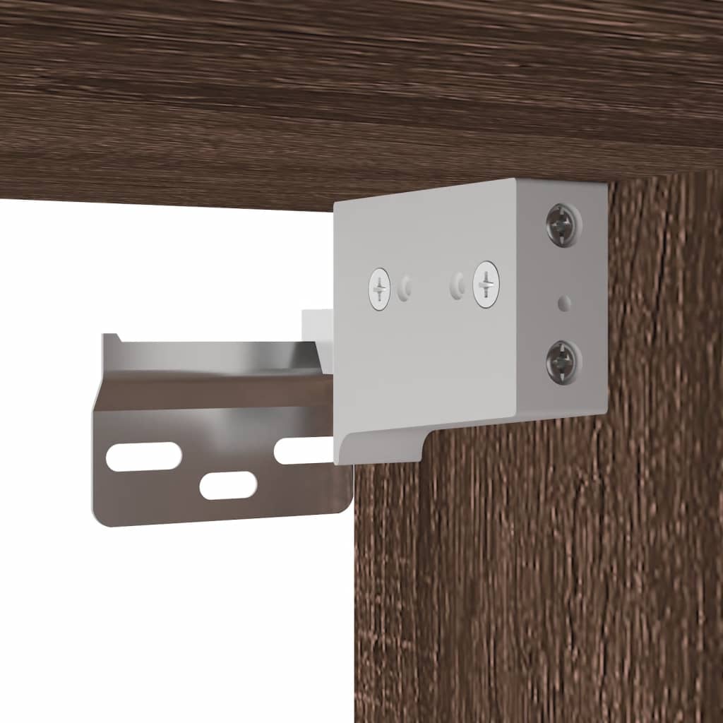 Comodino a Parete con luci LED Rovere Marrone | homemem39
