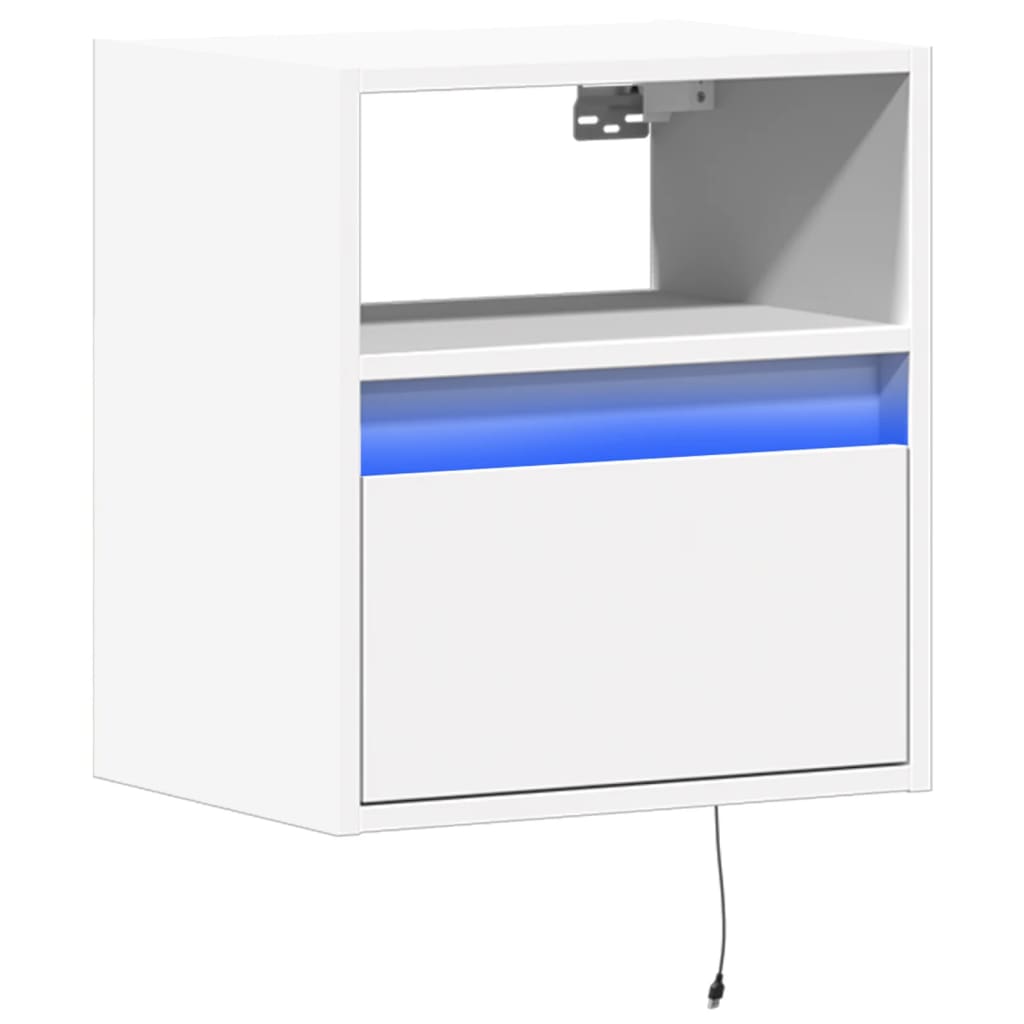 Comodino a Parete con Luci LED Bianco | homemem39