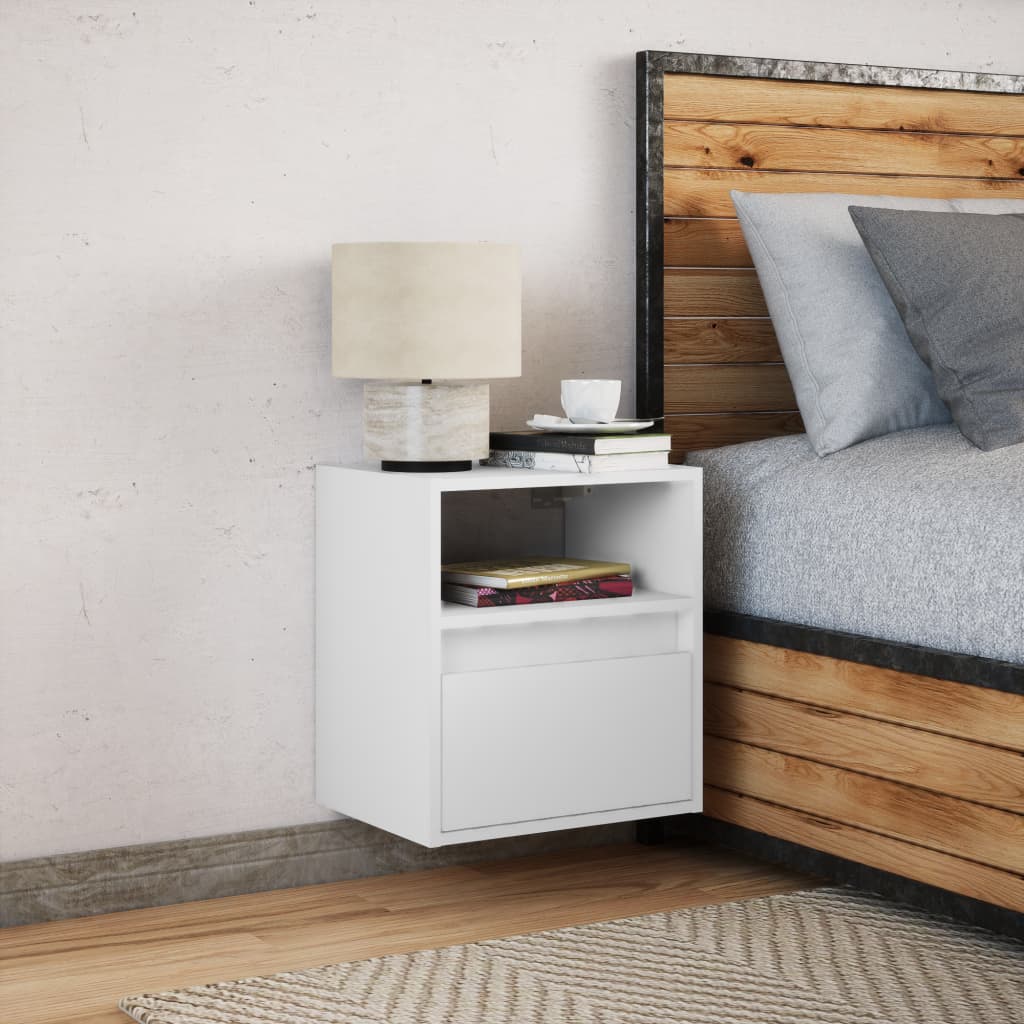 Comodino a Parete con Luci LED Bianco | homemem39