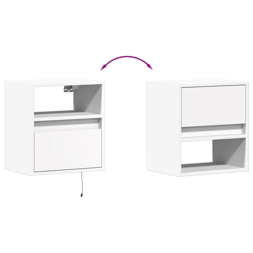Comodino a Parete con Luci LED Bianco | homemem39
