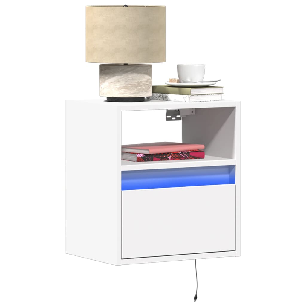 Comodino a Parete con Luci LED Bianco | homemem39