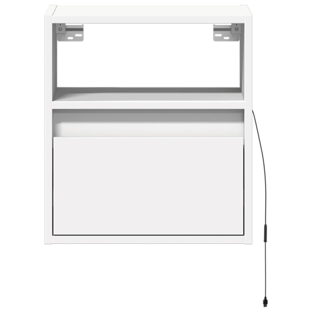 Comodini a Parete con Luci LED 2 pz Bianchi | homemem39