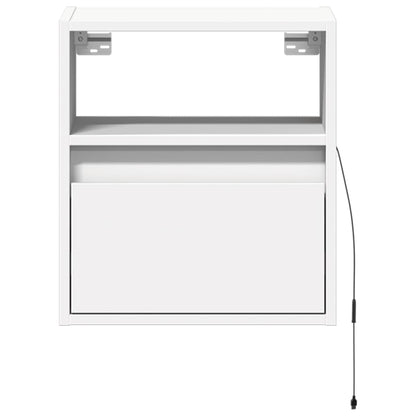 Comodini a Parete con Luci LED 2 pz Bianchi | homemem39