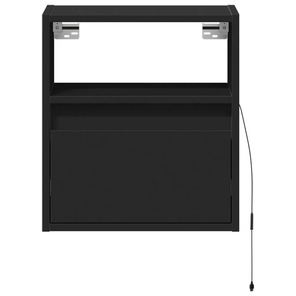 Comodini a Parete con Luci LED 2 pz Neri | homemem39