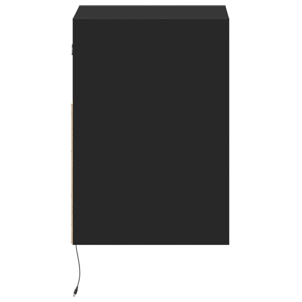 Comodini a Parete con Luci LED 2 pz Neri | homemem39
