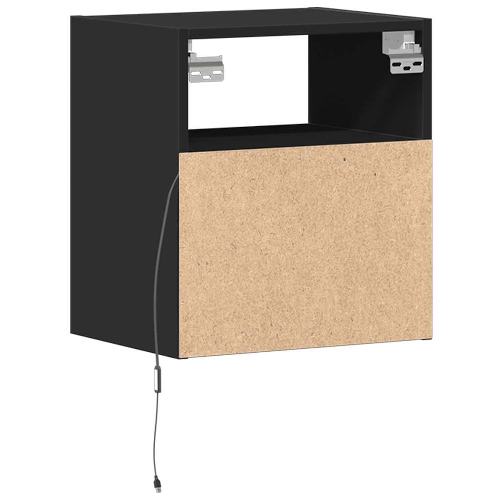 Comodini a Parete con Luci LED 2 pz Neri | homemem39