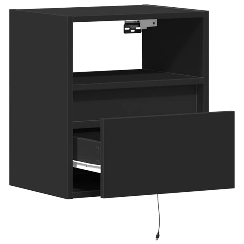 Comodini a Parete con Luci LED 2 pz Neri | homemem39