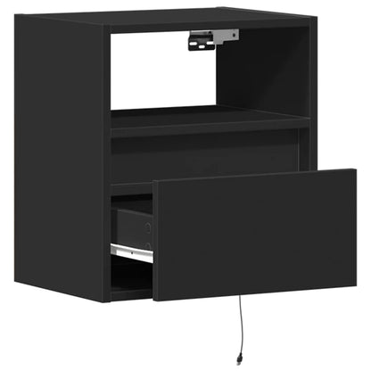 Comodini a Parete con Luci LED 2 pz Neri | homemem39