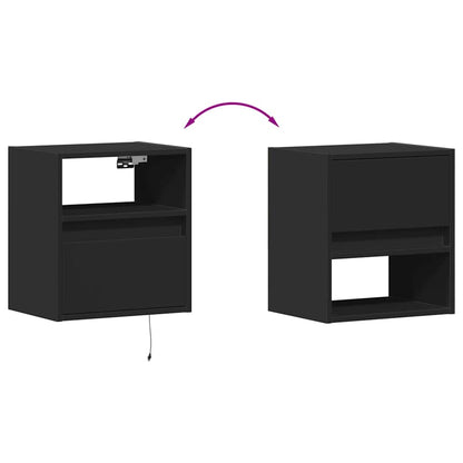 Comodini a Parete con Luci LED 2 pz Neri | homemem39