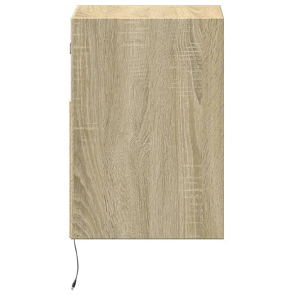 Comodino a Parete con luci LED Rovere Sonoma | homemem39